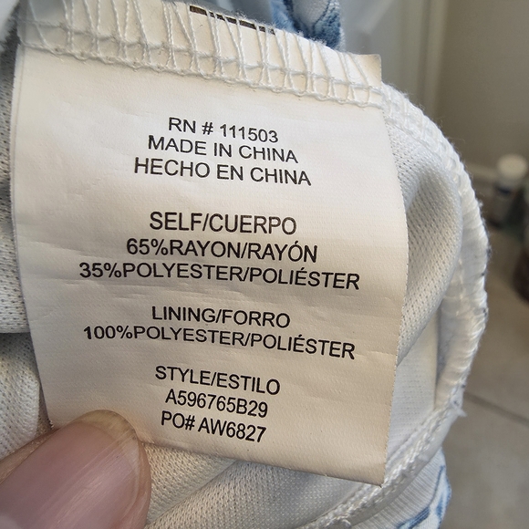 As U Wish Blue & White Floral Toile Mini Dress - Smocked Back - Size Medium - Picture 6 of 8